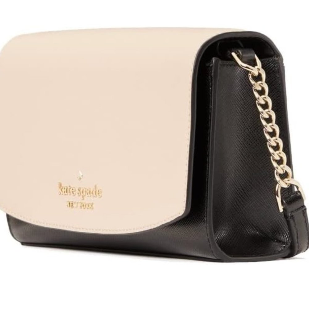 KATE SPADE STACI SMALL FLAP CROSSBODY PHONE CASE WALLET WARM BEIGE